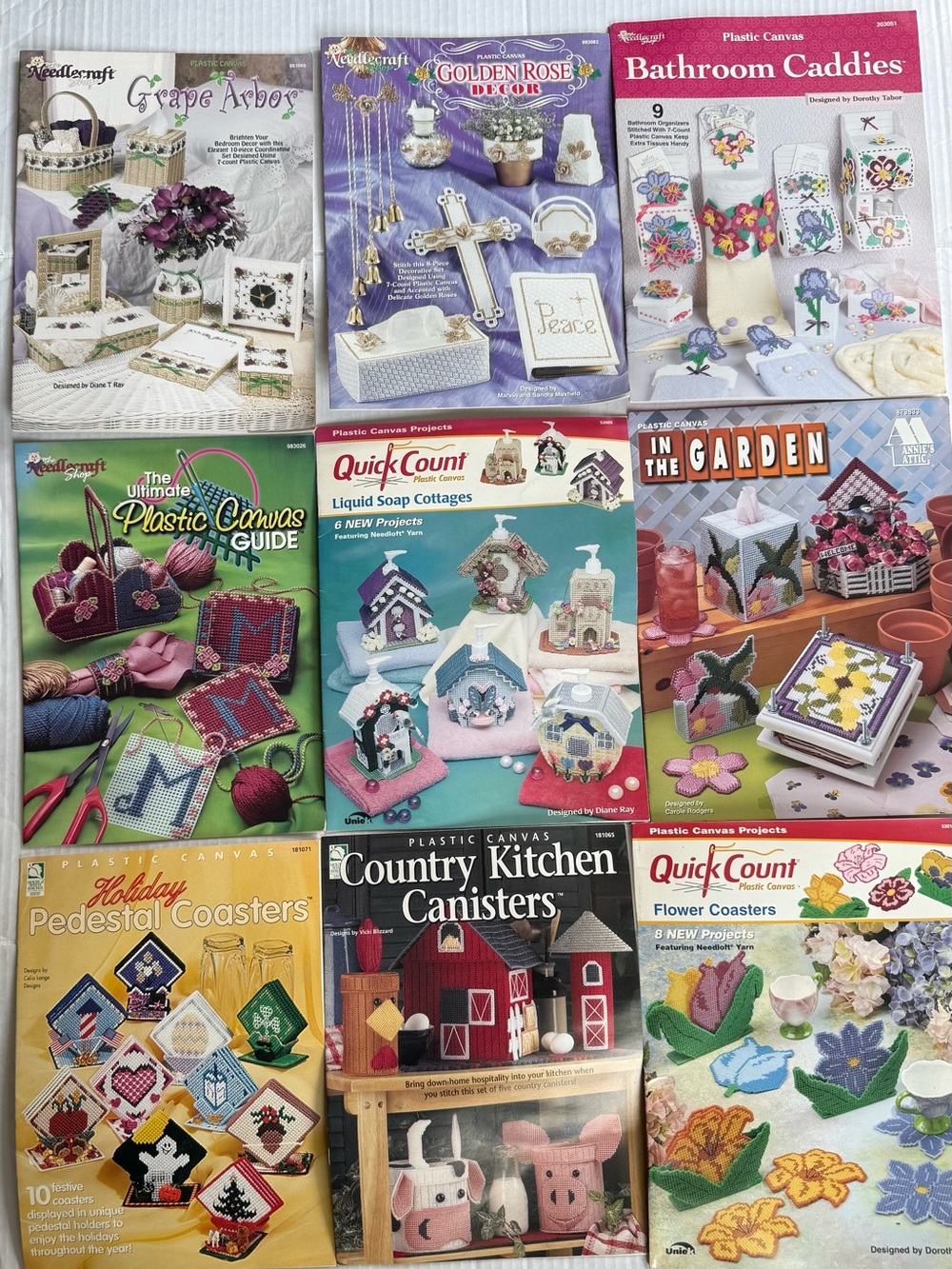 PLASTIC CANVAS Needlecraft& Others Canisters, Liquid Soap, COUNTRY CORE DESIGNS